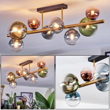 Chehalis Plafondlamp, Kogellampje Goud, Zwart, 8-lichts