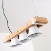 Oksbol Hanglamp Bruin, Hout licht, Wit, 3-lichts