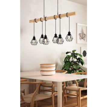 Eglo verlichting EGLO Hanglamp Bruin, Zwart, 6-lichts