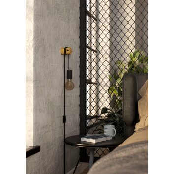 Eglo verlichting BUDDON Wandlamp Bruin, Zwart, 1-licht