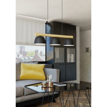 Eglo verlichting SHERBURN Hanglamp Bruin, Zwart, 3-lichts