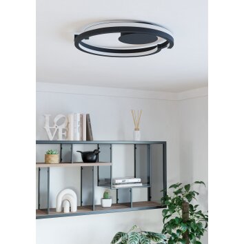 Eglo verlichting MEZZOMONTE Plafondlamp LED Zwart, Afstandsbediening