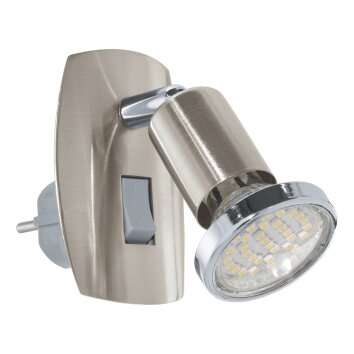 Eglo verlichting EGLO Stopcontact licht LED Chroom, Nikkel mat