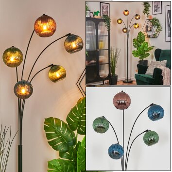 Koyoto Kogellampje, Staande lamp Blauw, Groen, Koperkleurig, 5-lichts