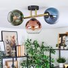 Koyoto Plafondlamp, Kogellampje Goud, Zwart, 3-lichts
