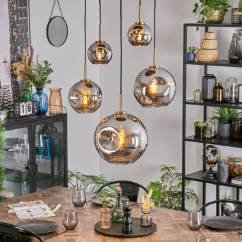 Ripoll Hanglamp, Kogellampje, Hanglamp Goud, Zwart, 5-lichts