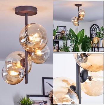 Chehalis Plafondlamp, Kogellampje 33 cm Amber, Duidelijk, 4-lichts