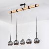 Ripoll Hanglamp, Kogellampje, Hanglamp Natuurlijke kleuren, Zwart, 5-lichts