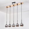Ripoll Hanglamp, Kogellampje, Hanglamp Natuurlijke kleuren, Zwart, 5-lichts