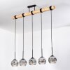 Ripoll Hanglamp, Kogellampje, Hanglamp Natuurlijke kleuren, Zwart, 5-lichts