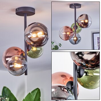 Chehalis Plafondlamp, Kogellampje 33 cm Blauw, Chroom, Groen, Duidelijk, Koperkleurig, Rookkleurig, 4-lichts