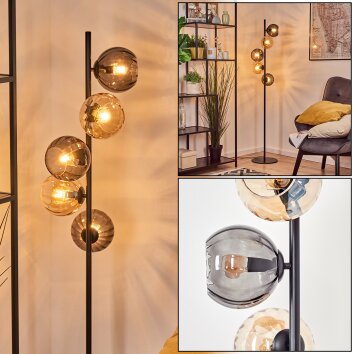 Koyoto Kogellampje, Staande lamp Amber, Rookkleurig, 5-lichts