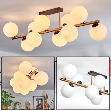 Gastor Plafondlamp, Kogellampje Goud, Zwart, 10-lichts