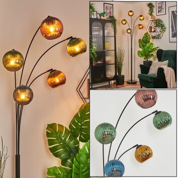 Koyoto Kogellampje, Staande lamp Blauw, Goud, Groen, Koperkleurig, 5-lichts