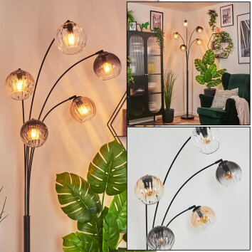 Koyoto Kogellampje, Staande lamp Amber, Duidelijk, Rookkleurig, 5-lichts