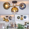 Koyoto Plafondlamp, Kogellampje Goud, Zwart, 3-lichts