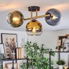 Koyoto Plafondlamp, Kogellampje Goud, Zwart, 3-lichts