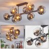 Ripoll Plafondlamp, Kogellampje Chroom, Duidelijk, Rookkleurig, 8-lichts