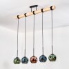 Ripoll Hanglamp, Kogellampje, Hanglamp Natuurlijke kleuren, Zwart, 5-lichts