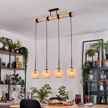 Basto Hanglamp, Hanglamp Natuurlijke kleuren, Zwart, 4-lichts