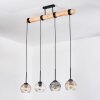 Koyoto Hanglamp, Kogellampje, Hanglamp Natuurlijke kleuren, Zwart, 4-lichts