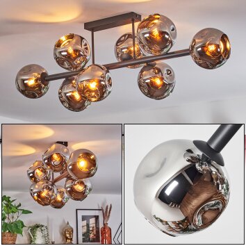Ripoll Plafondlamp, Kogellampje Chroom, Rookkleurig, 8-lichts