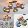 Koyoto Plafondlamp, Kogellampje Blauw, Groen, Duidelijk, Koperkleurig, 6-lichts