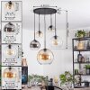 Koyoto Hanglamp, Kogellampje, Hanglamp 45 cm Amber, Duidelijk, Rookkleurig, 5-lichts