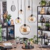 Koyoto Hanglamp, Kogellampje, Hanglamp 45 cm Amber, Duidelijk, 5-lichts