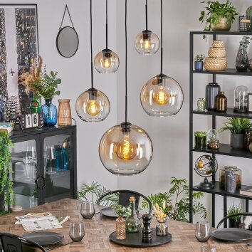 Koyoto Hanglamp, Kogellampje, Hanglamp 45 cm Amber, Duidelijk, 5-lichts