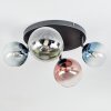 Chehalis Plafondlamp, Kogellampje Blauw, Groen, Duidelijk, Koperkleurig, 4-lichts