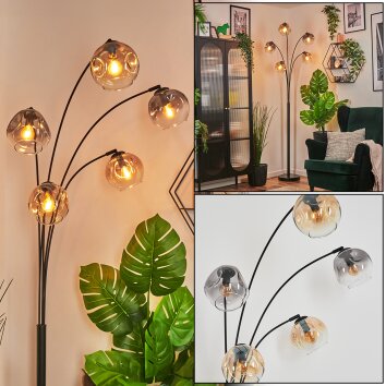 Ripoll Kogellampje, Staande lamp Amber, Duidelijk, Rookkleurig, 5-lichts