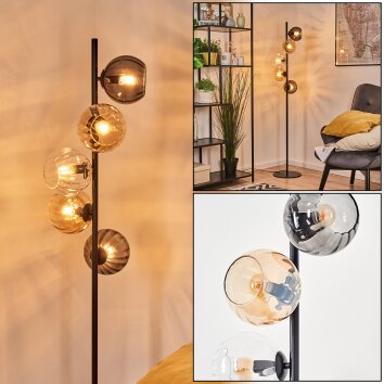 Koyoto Kogellampje, Staande lamp Amber, Duidelijk, Rookkleurig, 5-lichts