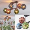 Koyoto Plafondlamp, Kogellampje Blauw, Groen, Koperkleurig, 6-lichts