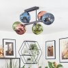 Koyoto Plafondlamp, Kogellampje Blauw, Groen, Koperkleurig, 6-lichts