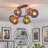 Koyoto Plafondlamp, Kogellampje Blauw, Groen, Koperkleurig, 6-lichts