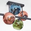 Koyoto Plafondlamp, Kogellampje Blauw, Groen, Koperkleurig, 6-lichts
