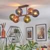 Koyoto Plafondlamp, Kogellampje Blauw, Groen, Koperkleurig, 6-lichts