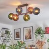 Koyoto Plafondlamp, Kogellampje Blauw, Groen, Koperkleurig, 6-lichts