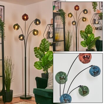 Ripoll Kogellampje, Staande lamp Blauw, Groen, Koperkleurig, 5-lichts