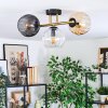 Koyoto Plafondlamp, Kogellampje Goud, Zwart, 3-lichts