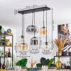 Apedo Hanglamp, Hanglamp Amber, Duidelijk, Rookkleurig, 6-lichts
