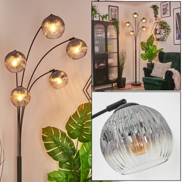 Ripoll Kogellampje, Staande lamp Duidelijk, Rookkleurig, 5-lichts