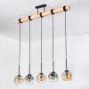 Ripoll Hanglamp, Kogellampje, Hanglamp Natuurlijke kleuren, Zwart, 5-lichts
