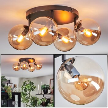 Gastor Plafondlamp, Kogellampje Amber, 4-lichts