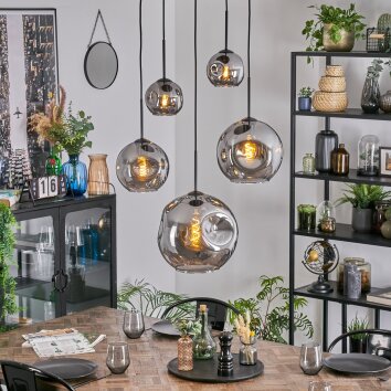 Ripoll Hanglamp, Kogellampje, Hanglamp Rookkleurig, 5-lichts