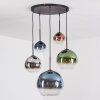 Koyoto Hanglamp, Kogellampje, Hanglamp Blauw, Chroom, Groen, Duidelijk, Koperkleurig, Rookkleurig, 5-lichts