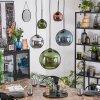 Koyoto Hanglamp, Kogellampje, Hanglamp Blauw, Chroom, Groen, Koperkleurig, Rookkleurig, 5-lichts