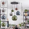 Koyoto Hanglamp, Kogellampje, Hanglamp Blauw, Chroom, Groen, Koperkleurig, Rookkleurig, 5-lichts
