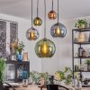 Koyoto Hanglamp, Kogellampje, Hanglamp Blauw, Chroom, Groen, Koperkleurig, Rookkleurig, 5-lichts